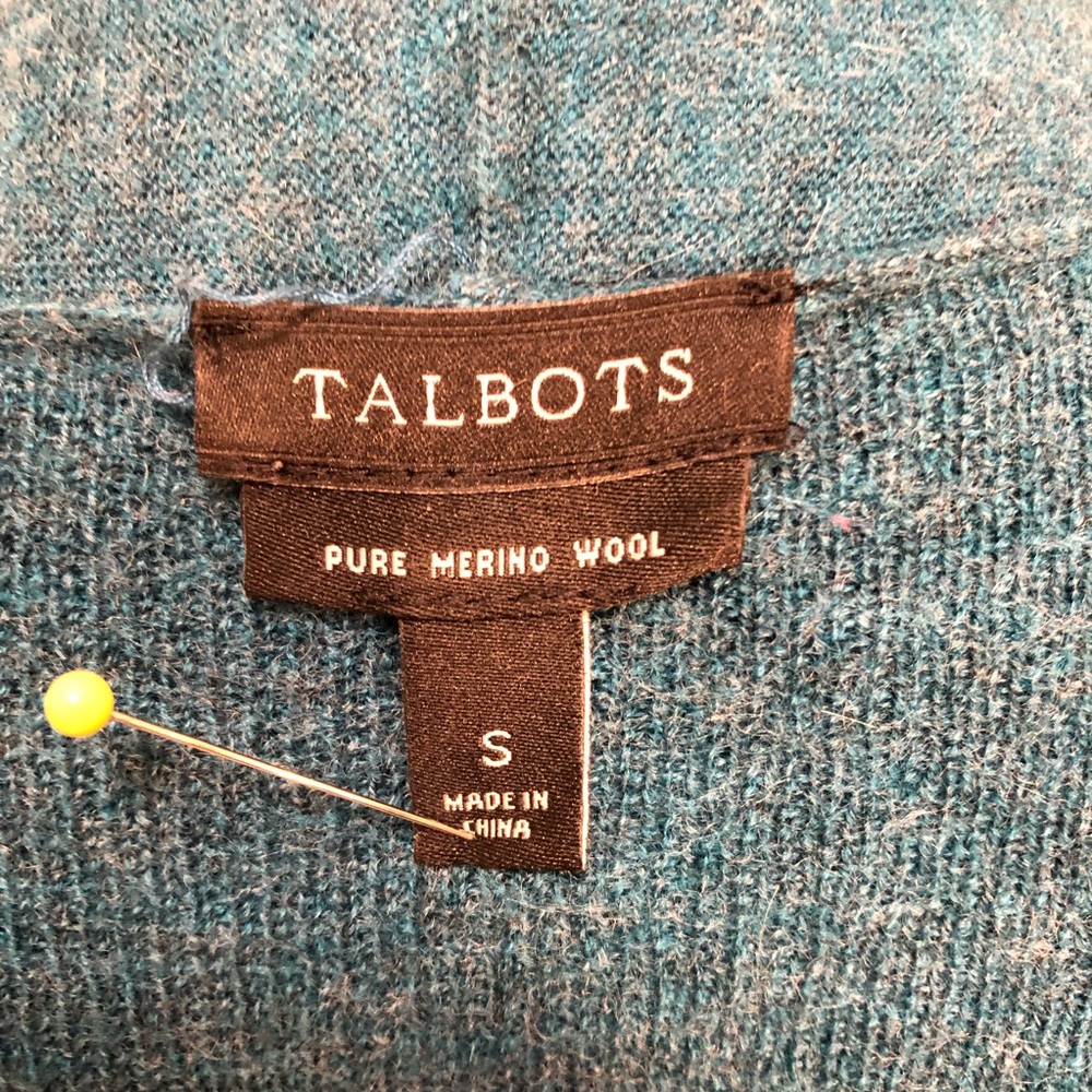 Talbots dark teal wool fly-away sweater, size S - Picture 5 of 6